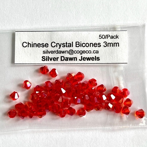 As Low As $2 Light Siam AB Quality Chinese Crystal Bicone Beads 3mm (50) - Picture 1 of 1